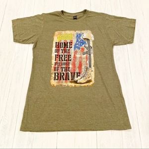 Home Of The Free Because of the Brave Verse John 15:13 His Word T-Shirt NEW Med